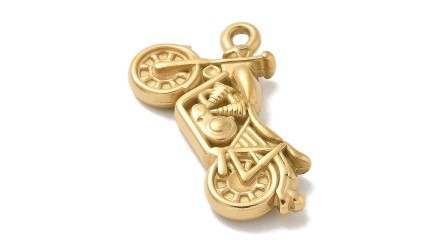 Pendentif moto acier inoxydable plaqué or 18k