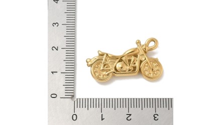 Pendentif moto acier inoxydable plaqué or 18k