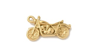 Pendentif moto acier inoxydable plaqué or 18k