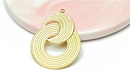 Grand pendentif volute acier inoxydable plaqué or 18k