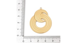 Grand pendentif volute acier inoxydable plaqué or 18k