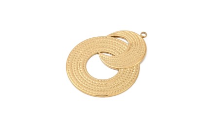 Grand pendentif volute acier inoxydable plaqué or 18k