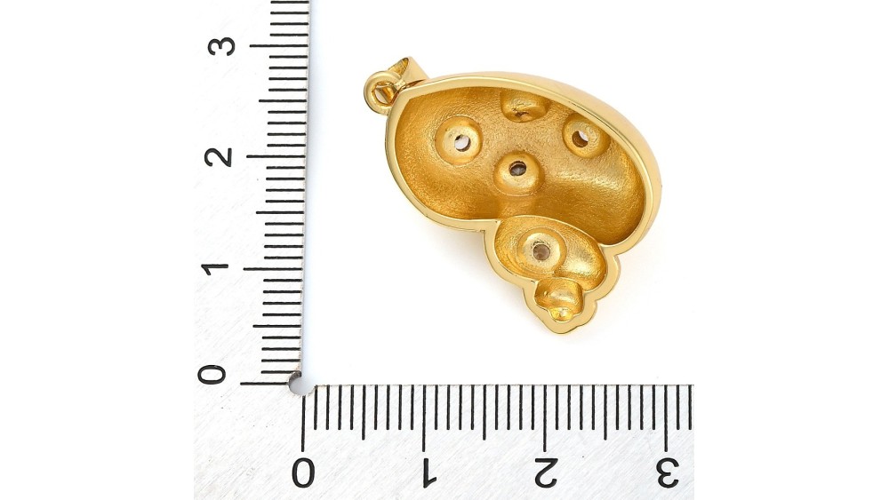 Grand pendentif coquillage laiton plaqué or 18k strass zircon