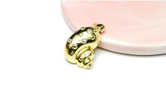 Grand pendentif coquillage laiton plaqué or 18k strass zircon