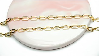 Chaîne laiton dorée plaquée or 18K maille rectangle 7x4.6mm