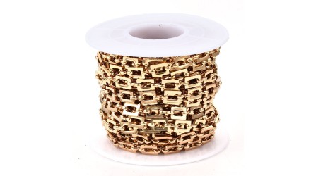 Chaîne laiton dorée plaquée or 18K maille rectangle 7x4.6mm