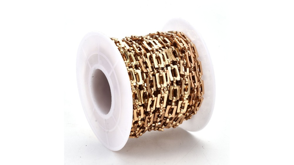 Chaîne laiton dorée plaquée or 18K maille rectangle 7x4.6mm