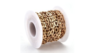 Chaîne laiton dorée plaquée or 18K maille rectangle 7x4.6mm