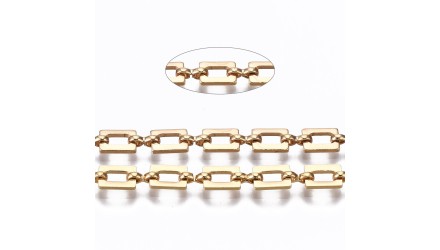 Chaîne laiton dorée plaquée or 18K maille rectangle 7x4.6mm