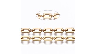 Chaîne laiton dorée plaquée or 18K maille rectangle 7x4.6mm