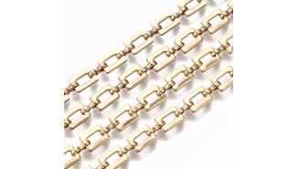 Chaîne laiton dorée plaquée or 18K maille rectangle 7x4.6mm