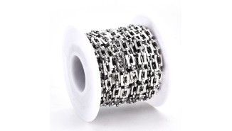 copy of Chaîne laiton dorée plaquée or 18K maille rectangle 7x4.6mm