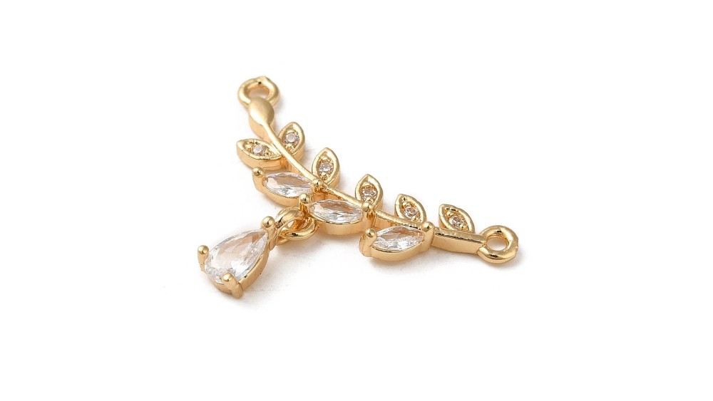 Connecteur strass et laiton pour collier x 2