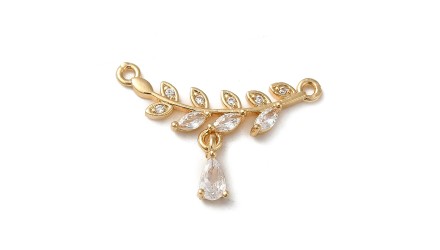 Connecteur strass et laiton pour collier x 2