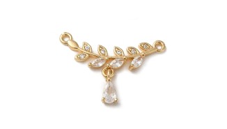 Connecteur strass et laiton pour collier x 2