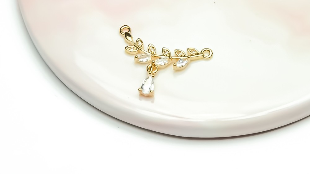 Connecteur strass et laiton pour collier x 2