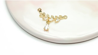 Connecteur strass et laiton pour collier x 2