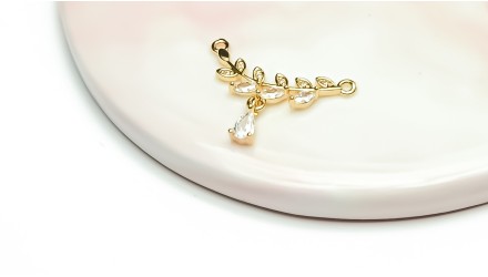 Connecteur strass et laiton pour collier x 2