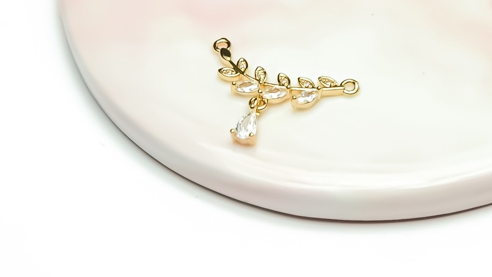 Connecteur strass et laiton pour collier x 2