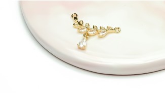 Connecteur strass et laiton pour collier x 2