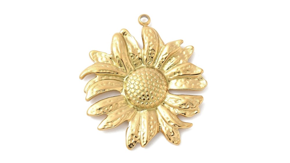 copy of Pendentif fleur Dalhia en acier inoxydable plaqué or 18k