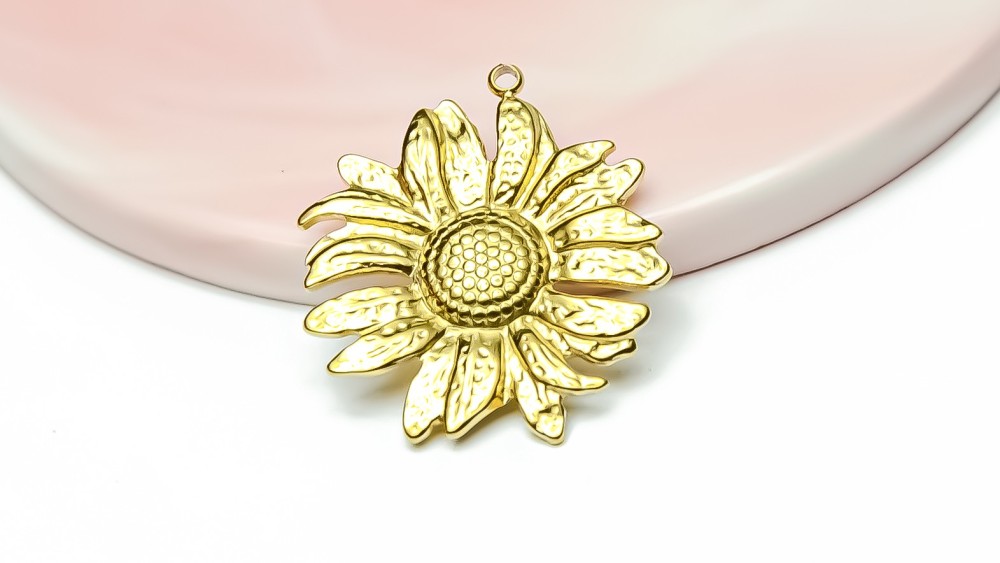 copy of Pendentif fleur Dalhia en acier inoxydable plaqué or 18k