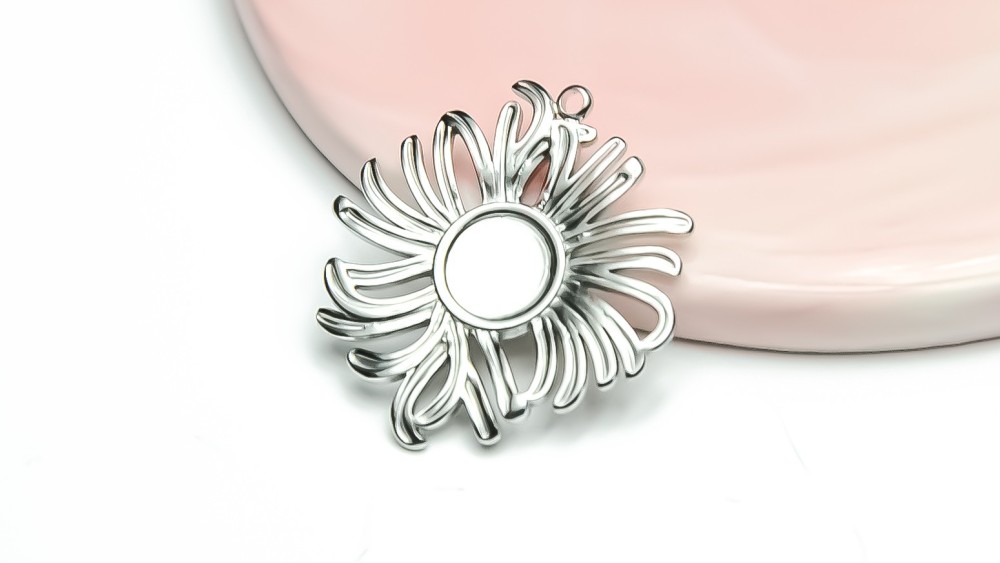 copy of pendentif médaillon support pour cabochon 4mm acier inoxudable plaqué or
