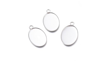 Pendentif ovale 25x18mm acier inoxydable 304