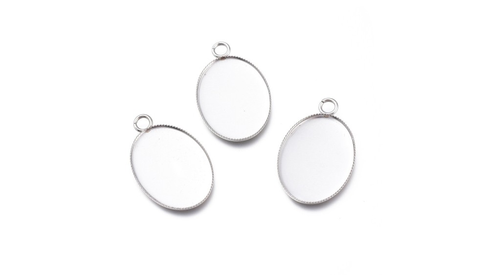 Pendentif ovale 25x18mm acier inoxydable 304