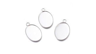 Pendentif ovale 25x18mm acier inoxydable 304
