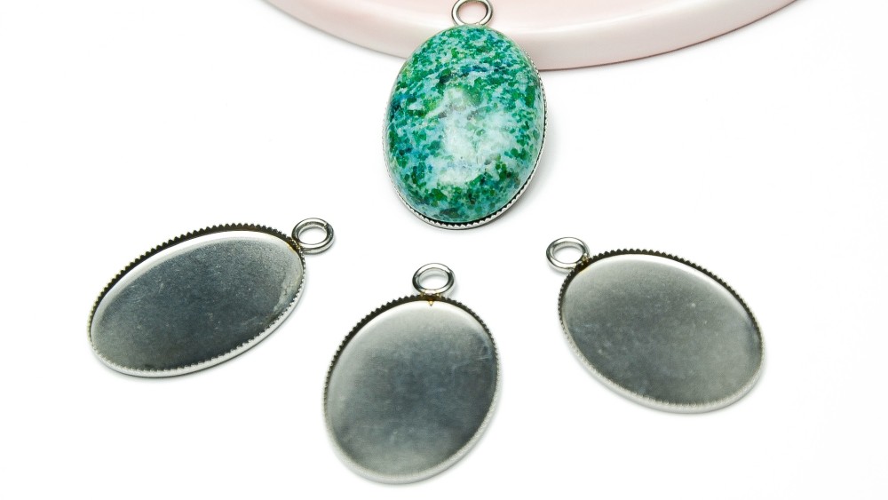 Pendentif ovale 25x18mm acier inoxydable 304