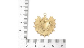 Pendentif Cœur Ex Voto Acier Inoxydable 304 Plaqué Or 18K