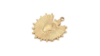 Pendentif Cœur Ex Voto Acier Inoxydable 304 Plaqué Or 18K