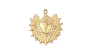 Pendentif Cœur Ex Voto Acier Inoxydable 304 Plaqué Or 18K
