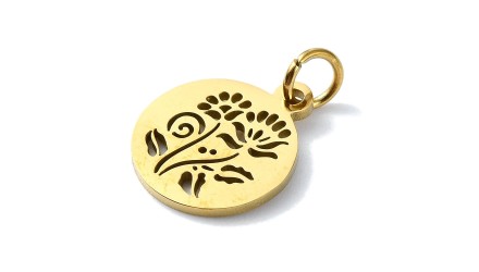 Petite médaille fleur d'ombelle 13mm acier inoxydable