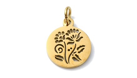 Petite médaille fleur d'ombelle 13mm acier inoxydable