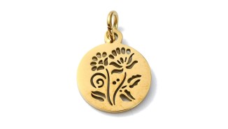 Petite médaille fleur d'ombelle 13mm acier inoxydable