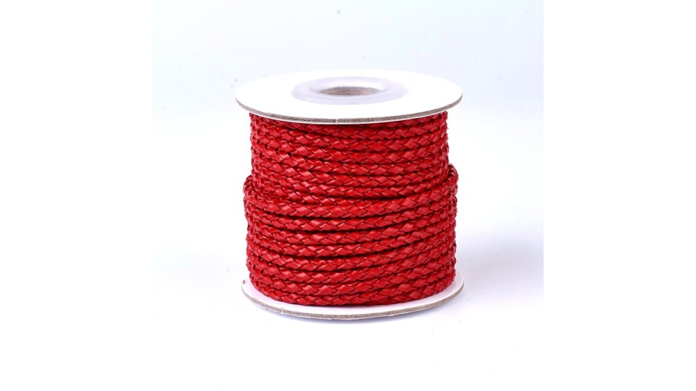 cordon cuir tressé rouge