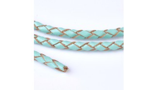 copy of Cordon tressé 3mm en cuir naturel bleu marine