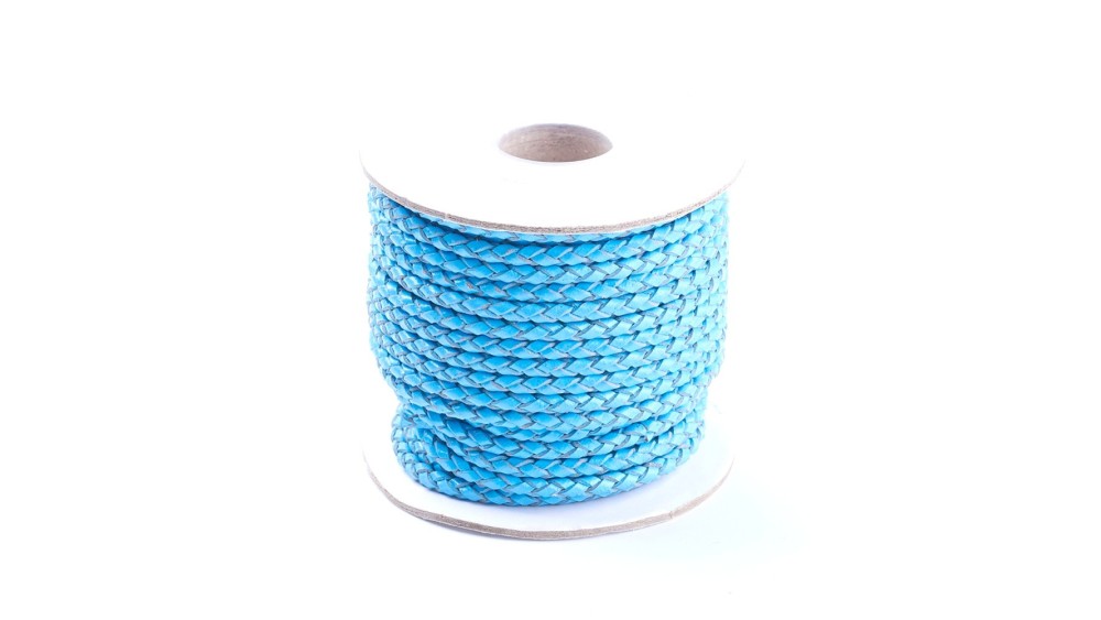 copy of Cordon tressé 3mm en cuir naturel bleu marine