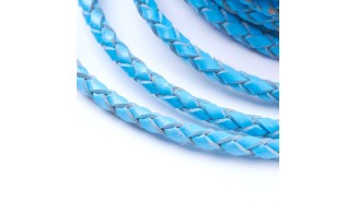 copy of Cordon tressé 3mm en cuir naturel bleu marine