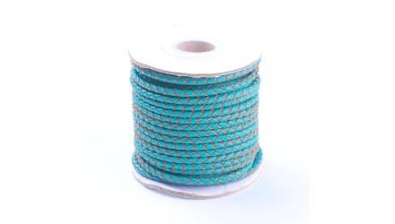 copy of Cordon tressé 3mm en cuir naturel bleu marine