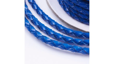 copy of Cordon tressé 3mm en cuir naturel bleu marine