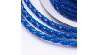 copy of Cordon tressé 3mm en cuir naturel bleu marine