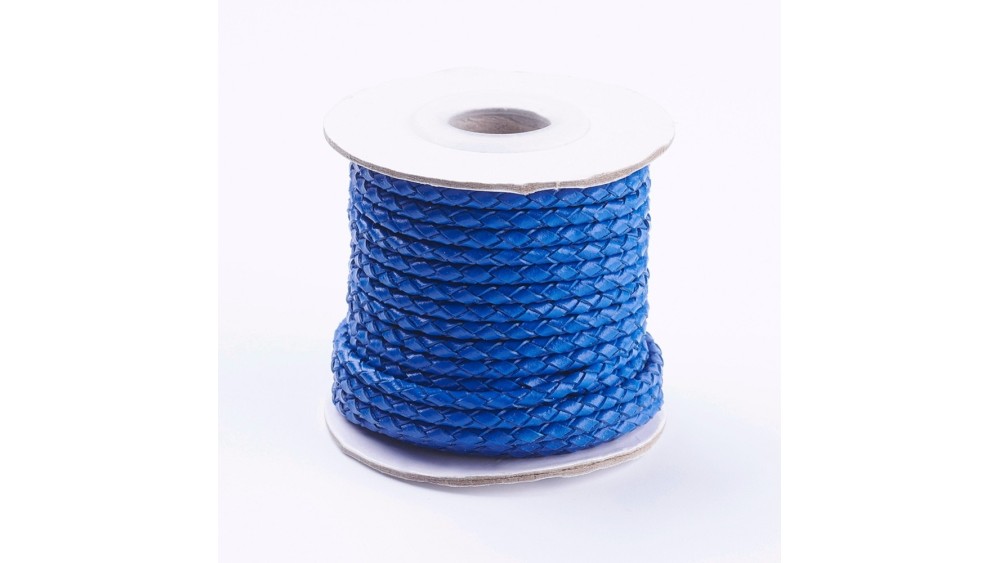 copy of Cordon tressé 3mm en cuir naturel bleu marine