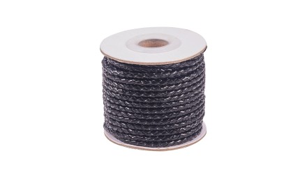 copy of Cordon tressé 3mm en cuir naturel bleu marine