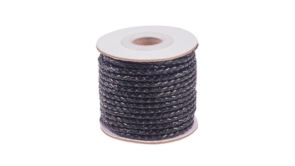 copy of Cordon tressé 3mm en cuir naturel bleu marine
