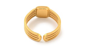 Bague support carré 6xmm acier 304 plaqué or 18k
