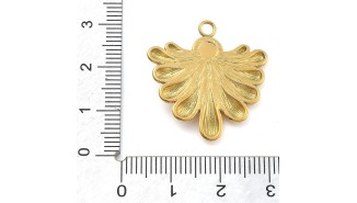 Pendentif feuille ou volute acier inoxydable plaqué or 18k