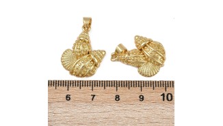 copy of Grand pendentif coquillage laiton plaqué or 18k strass zircon